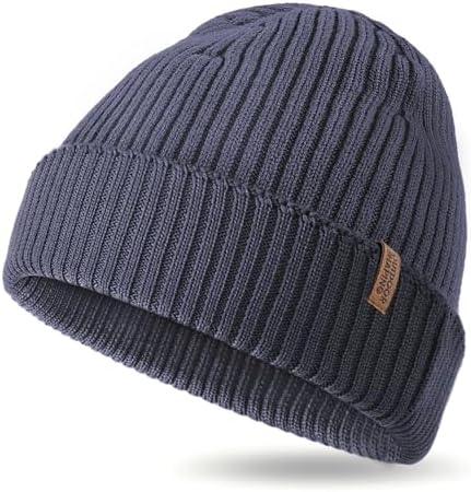 NAVY BLUE SHORT CABLE KNIT BEANIE SKI CAP CAPS HAT HATS TOQUE at
